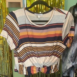 3/$15 Striped front twist knot crop top